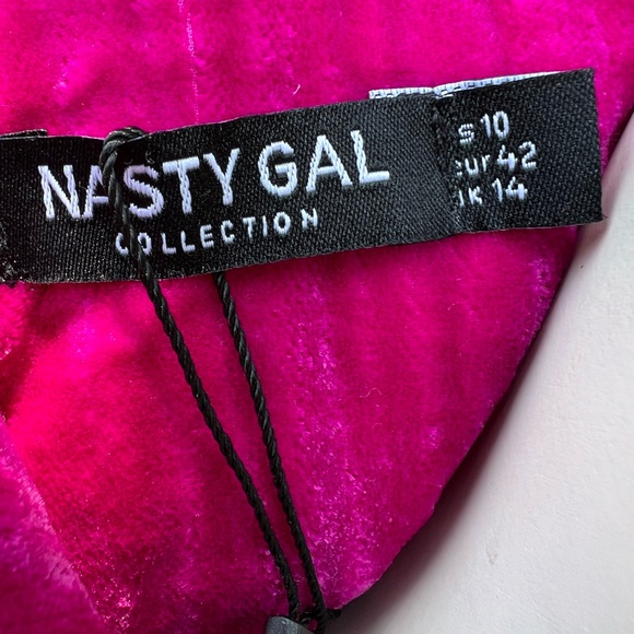 NWT Nasty Gal Crushed Velvet Co-Ord Single Breasted Blazer Pink Size 10 - Picture 6 of 7